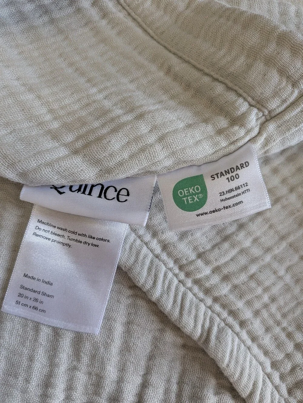 Quince Organic Cotton Gauze Sham Set, Standard, Light Grey